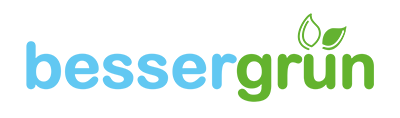 Bessergrün-Logo, zweifarbig, hellblau und grün.