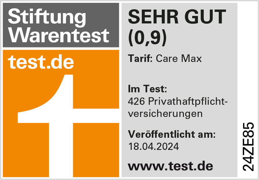 Stiftung Warentest-Siegel: Sehr gut für Privathaftpflichtversicherung von April 2024