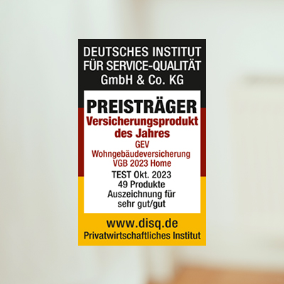 Das Deutsche Institut für Service-Qualität (DISQ) zeichnete das GEV Ferienhauskonzept als Versicherungsprodukt des Jahres aus. Eine tolle Auszeichnung für ein innovatives Produkt