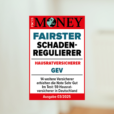 Fairster Schadenregulierer FocusMoney-Siegel für den fairsten Schadenregulierer Hausratsversicherung von März 2025